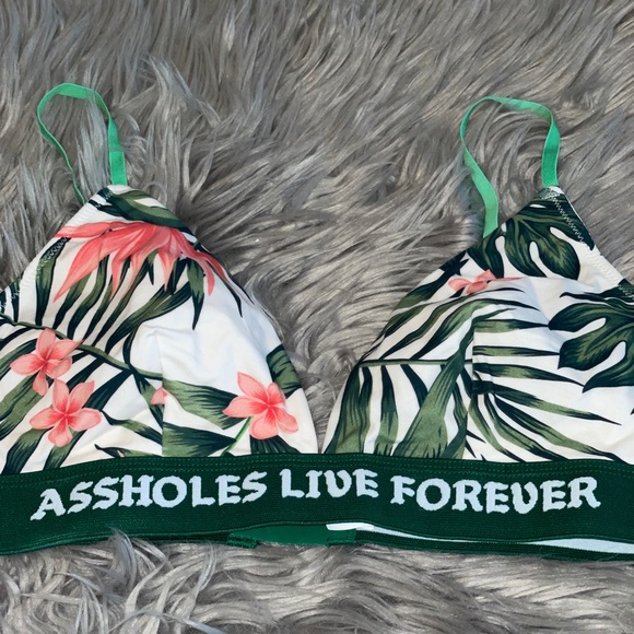 NWOT Assholes Live Forever Tropical Triangle Bra Top Size XXL - Picture 2 of 6